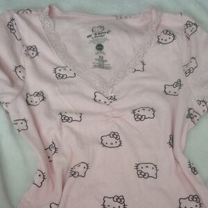Hello Kitty Light Pink V-Neck Top with Lace